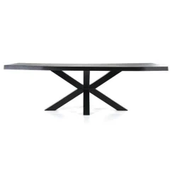 Straluma Eiken boomstam tafel met spinpoot zwart 240x100 cm> Eettafels