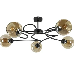 Straluma Elegante 5-lichts plafondlamp met amber glazen bollen> Woonkamerlampen|Slaapkamerlampen