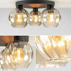 Straluma Elegante plafondlamp 3-lichts amber glas></noscript> Plafondlampen|Klassieke Verlichting