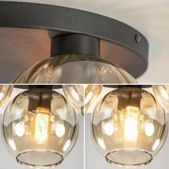 Straluma Elegante plafondlamp 3-lichts amber glas></noscript> Plafondlampen|Klassieke Verlichting