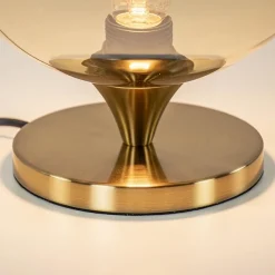 Straluma Elegante tafellamp donker goud met amber glazen bol 25 cm></noscript> Tafellampen|Luxe Verlichting