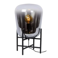 Straluma Elegante tafellamp zwart frame met smoke glazen kap> Tafellampen|Luxe Verlichting