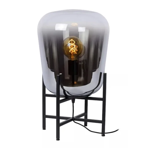Straluma Elegante tafellamp zwart frame met smoke glazen kap> Tafellampen|Luxe Verlichting