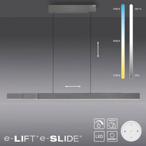 Straluma Elektrisch verstelbare LED hanglamp grijs dimbaar> Hanglampen|Eettafellampen