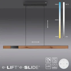 Straluma Elektrisch verstelbare LED hanglamp zwart met hout> Hanglampen|Eettafellampen
