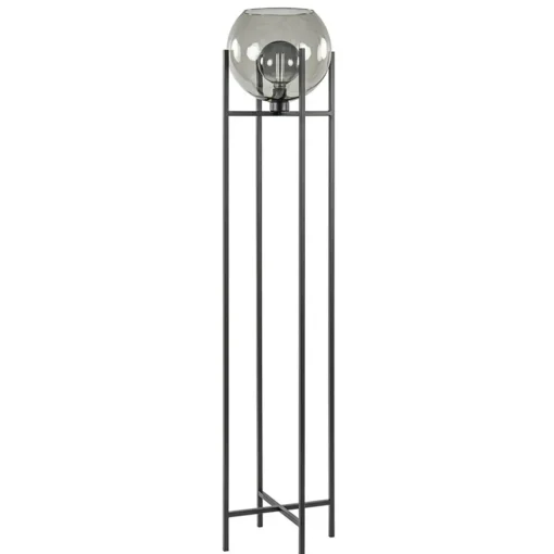 Straluma Frame vloerlamp mat zwart met smoke glazen bol> Woonkamerlampen|Vloerlampen