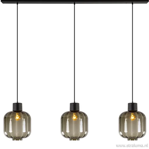 Straluma Glazen eettafelhanglamp zwart luxury> Pendel Lampen|Keukenverlichting