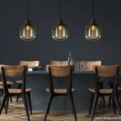 Straluma Glazen eettafelhanglamp zwart luxury></noscript> Pendel Lampen|Keukenverlichting