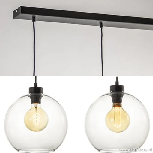 Straluma Glazen 3-lichts hanglamp eettafel clear> Eettafellampen|Pendel Lampen
