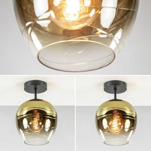 Straluma Glazen plafondlamp gold gradient met zwart> Keukenverlichting|Plafondlampen