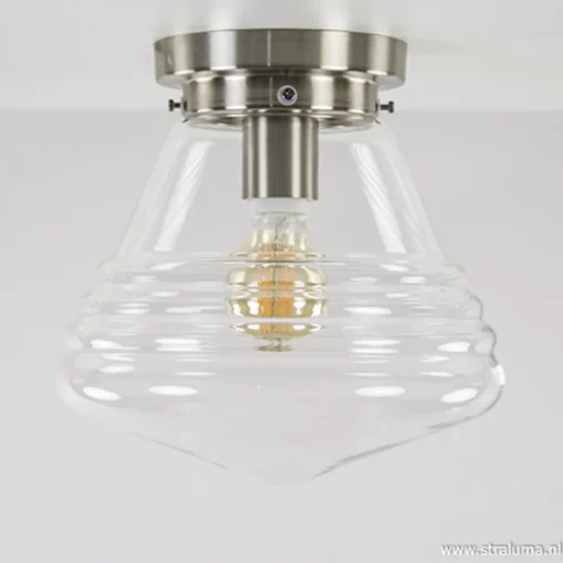 Straluma Glazen plafondlamp helder Art Deco> Plafonnières|Woonkamerlampen