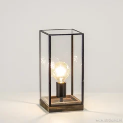 Straluma Glazen tafellamp Askjer hout met zwart> Light and Living|Woonkamerlampen
