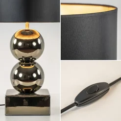 Straluma Gouden tafellamp bollen met zwart/gouden kap></noscript> Tafellampen|Schemerlampen