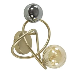 Straluma Gouden wandlamp met smoke en amber glas> Wandlampen|Woonkamerlampen