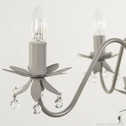 Straluma Grijze kroonluchter met bloem/kristal></noscript> Kinderlampen|Tienerkamerlampen