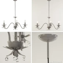 Straluma Grijze kroonluchter met bloem/kristal></noscript> Kinderlampen|Tienerkamerlampen