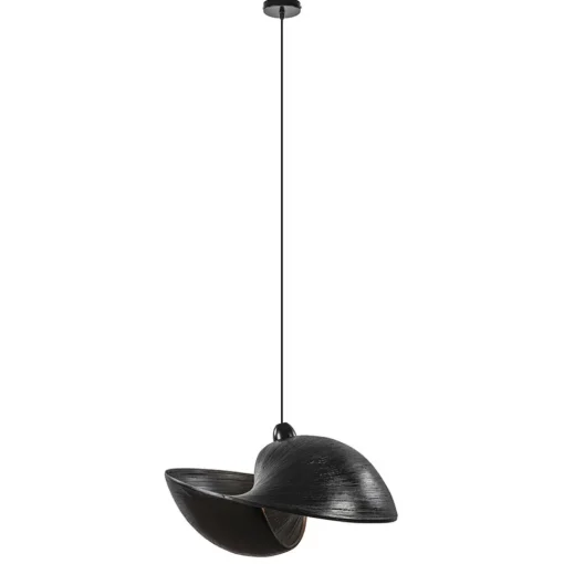Straluma Grote bamboe hanglamp shell zwart> Eettafellampen|Eetkamerverlichting