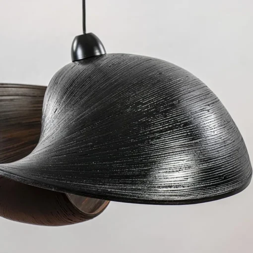 Straluma Grote bamboe hanglamp shell zwart> Eettafellampen|Eetkamerverlichting