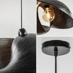 Straluma Grote bamboe hanglamp shell zwart></noscript> Eettafellampen|Eetkamerverlichting