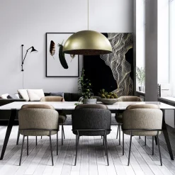 Straluma Grote design hanglamp koepel mat goud met zwart 90 cm></noscript> Eettafellampen|Keukenverlichting