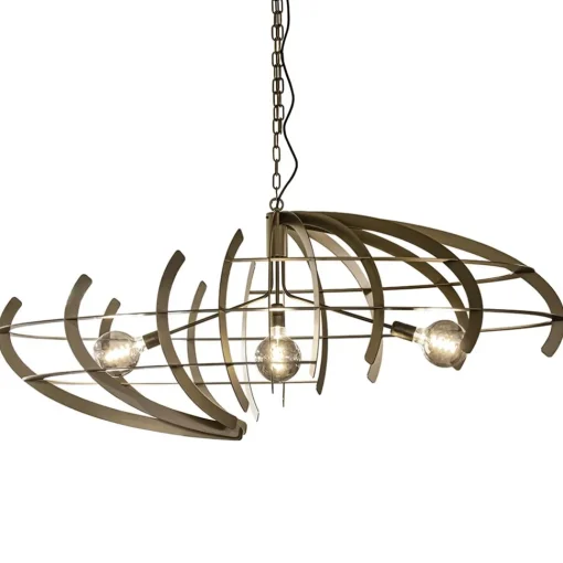 Straluma Grote design hanglamp ovaal oud messing> Eettafellampen|Videverlichting