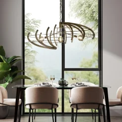 Straluma Grote design hanglamp ovaal oud messing></noscript> Eettafellampen|Videverlichting