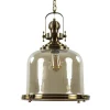 Straluma Grote hanglamp brons met amber glas> Eettafellampen|Woonkamerlampen