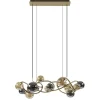 Straluma Grote hanglamp goud met amber/smoke glazen bollen> Hanglampen|Eettafellampen