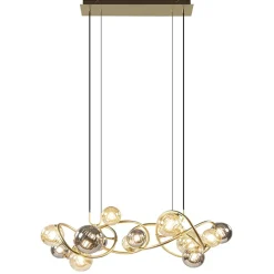 Straluma Grote hanglamp goud met amber/smoke glazen bollen> Hanglampen|Eettafellampen