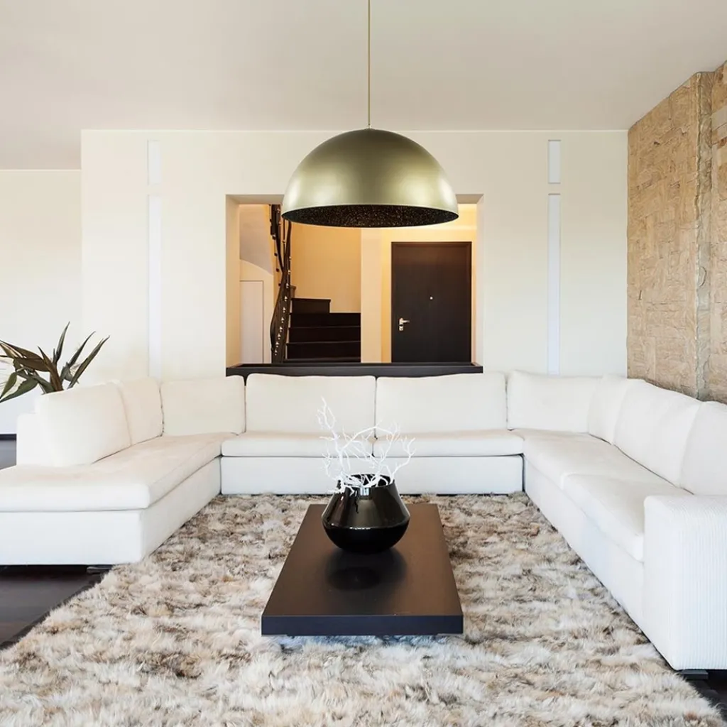 Straluma Grote hanglamp koepel mat goud met zwart 70 cm> Eettafellampen|Keukenverlichting