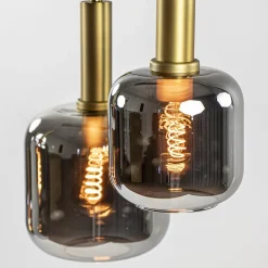 Straluma Grote hanglamp Lekar 5-lichts antiek brons met smoke glas></noscript> Eettafellampen|Light and Living