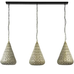 Straluma Grote hanglamp 3-lichts mat goud met zwarte balk> Eettafellampen|Keukenverlichting