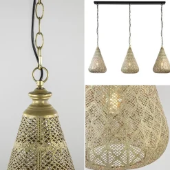 Straluma Grote hanglamp 3-lichts mat goud met zwarte balk></noscript> Eettafellampen|Keukenverlichting