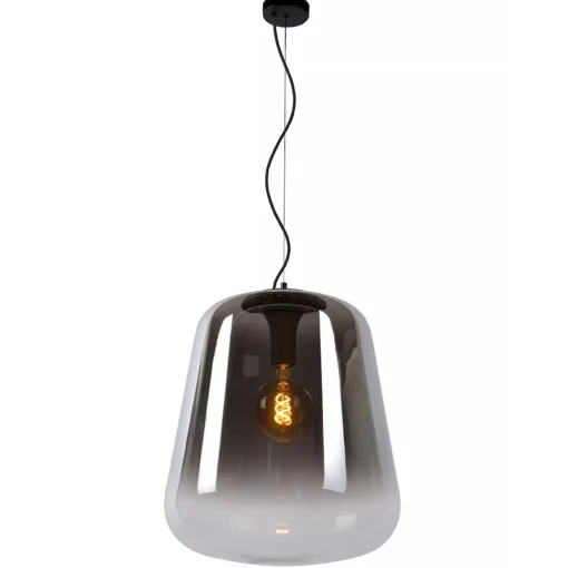 Straluma Grote hanglamp smoke glazen kap met zwart> Eettafellampen|Eetkamerverlichting