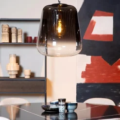 Straluma Grote hanglamp smoke glazen kap met zwart></noscript> Eettafellampen|Eetkamerverlichting
