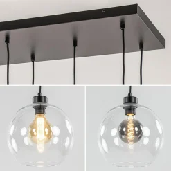 Straluma Grote hanglamp zwart 11- lichts multipendel helder glas></noscript> Eettafellampen|Pendel Lampen