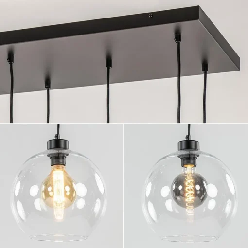 Straluma Grote hanglamp zwart 11- lichts multipendel helder glas> Eettafellampen|Pendel Lampen