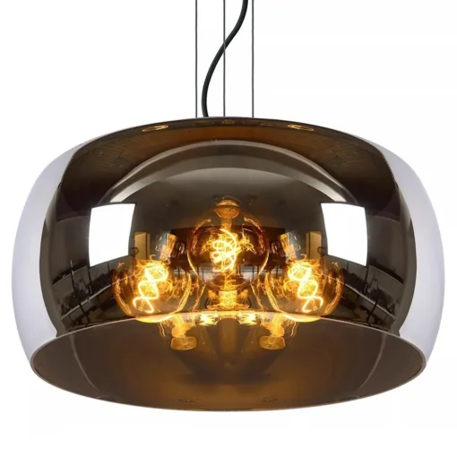 Straluma Grote hanglamp zwart met smoke glazen kap> Eettafellampen|Eetkamerverlichting