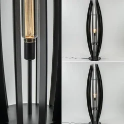 Straluma Grote houten vloerlamp mat zwart></noscript> Vloerlampen|Botanische Verlichting