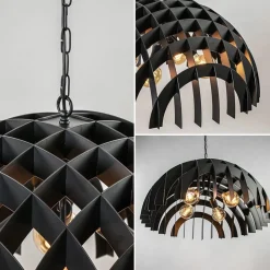 Straluma Grote koepel hanglamp Dome mat zwart metaal></noscript> Eettafellampen|Keukenverlichting