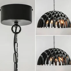 Straluma Grote koepel hanglamp Dome mat zwart metaal></noscript> Eettafellampen|Keukenverlichting