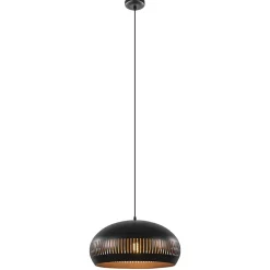 Straluma Grote koepel hanglamp zwart met goud 50 cm> Eettafellampen|Woonkamerlampen