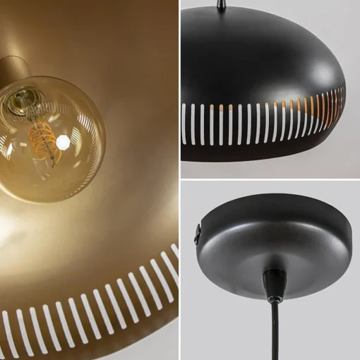 Straluma Grote koepel hanglamp zwart met goud 50 cm> Eettafellampen|Woonkamerlampen