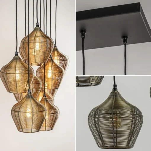 Straluma Grote landelijke hanglamp 10-lichts antiek brons Alvaro> Eettafellampen|Light and Living