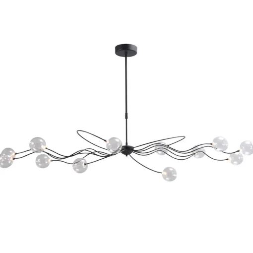 Straluma Grote LED hanglamp zwart met helder glazen bollen> Hanglampen|Eettafellampen