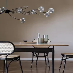 Straluma Grote LED hanglamp zwart met helder glazen bollen></noscript> Hanglampen|Eettafellampen