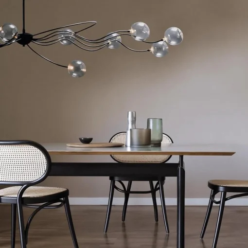 Straluma Grote LED hanglamp zwart met helder glazen bollen> Hanglampen|Eettafellampen
