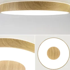 Straluma Grote LED plafondlamp met houtlook 65 cm></noscript> Plafondlampen|Plafonnières
