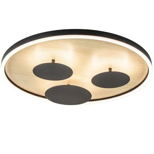 Straluma Grote LED plafondlamp zwart met houtlook dimbaar> Plafondlampen|LED Plafondlampen