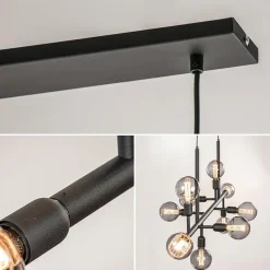 Straluma Grote 10-lichts eettafelhanglamp zwart exclusief lichtbronnen></noscript> Eettafellampen|Keukenverlichting